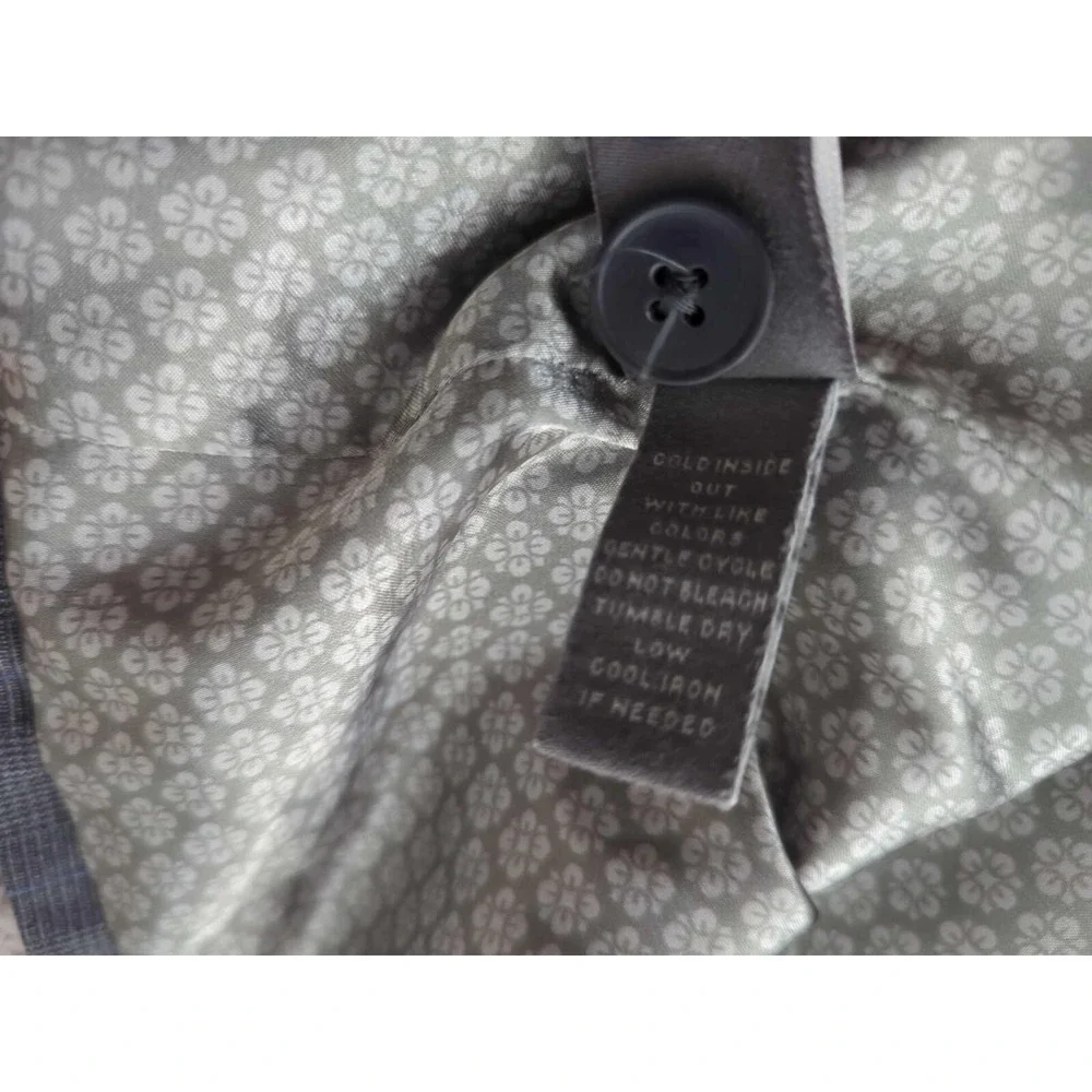Fossil Blazer Mens Small Gray Plaid Three‎ Button Front Lined Formal Casual